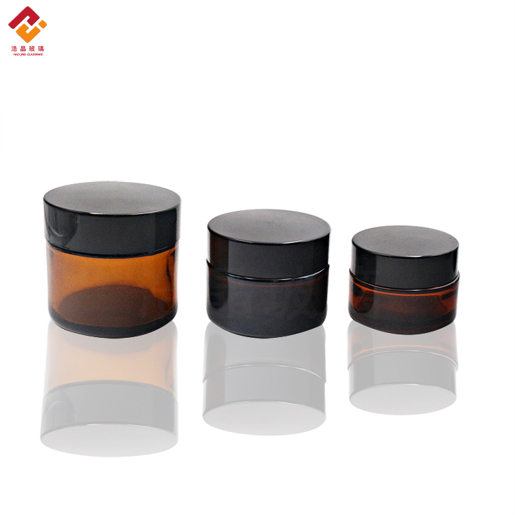 Wholesale 30g 50g amber round cosmetic eye cream candle storage jar face cream bottles