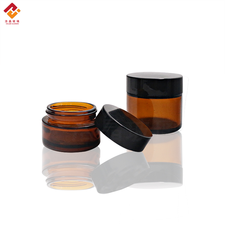 Wholesale 30g 50g amber round cosmetic eye cream candle storage jar face cream bottles