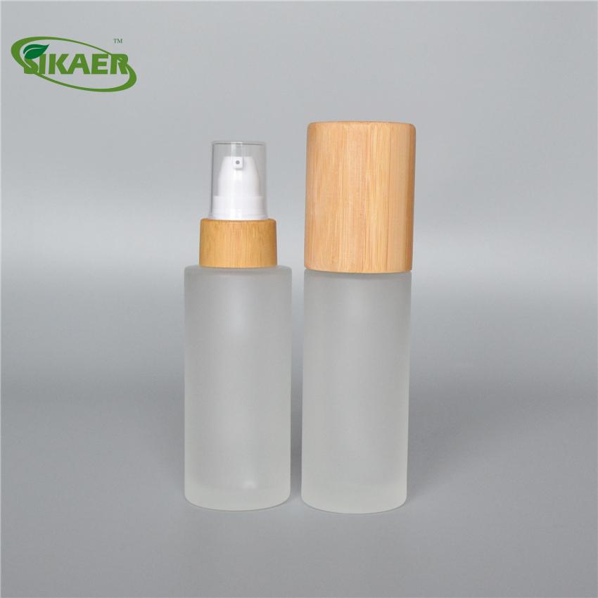 Wholesale 30g50g100g150g200g250g bamboo glass bottles only bamboo lids bamboo lotion spray pump cap