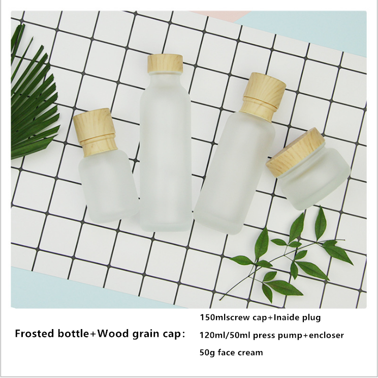 Wholesale 30ml 40ml 60ml toner glass bottle 1oz cosmetic cream jar face spray lotion bottle with bamboo screw cap