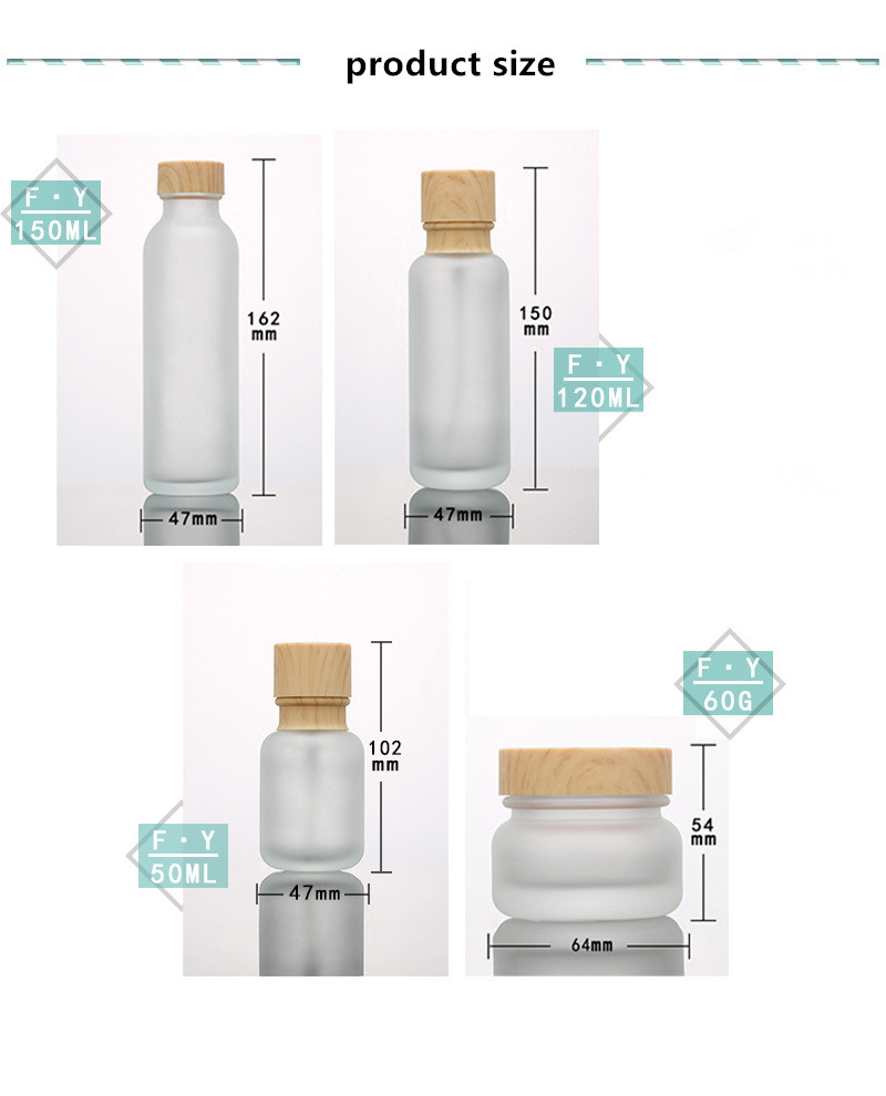 Wholesale 30ml 40ml 60ml toner glass bottle 1oz cosmetic cream jar face spray lotion bottle with bamboo screw cap