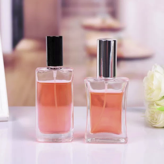 Wholesale 30ml 40ml square glass bottle with spray pump for perfume 50ml empty perfume bottles