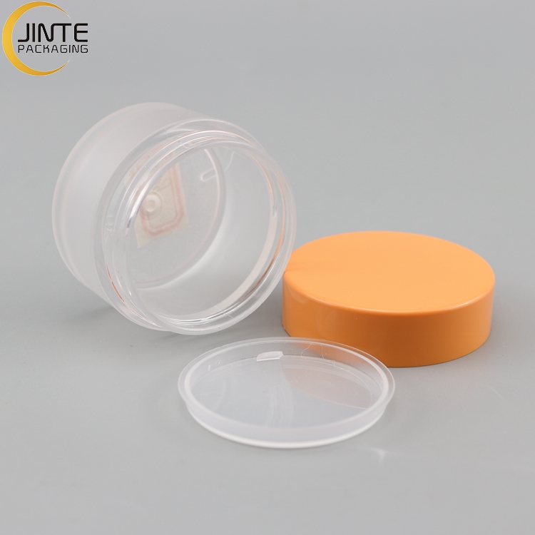 Wholesale 30ml 50g PETG Thick wall single Cosmetic luxury frosted jar body with customized colorful lids for lip scrub packaging
