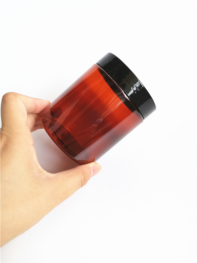 Wholesale 30ml 50ml 100ml 120ml 200ml 250ml 500ml cosmetic packaging clear amber black pet plastic cream jar with plastic lid