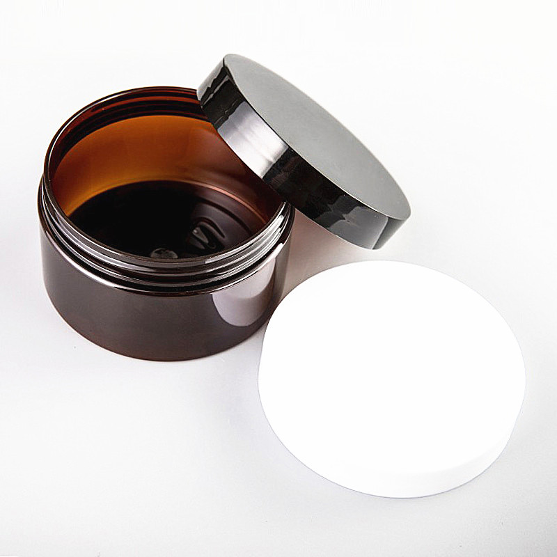 Wholesale 30ml 50ml 100ml 120ml 200ml 250ml 500ml cosmetic packaging clear amber black pet plastic cream jar with plastic lid