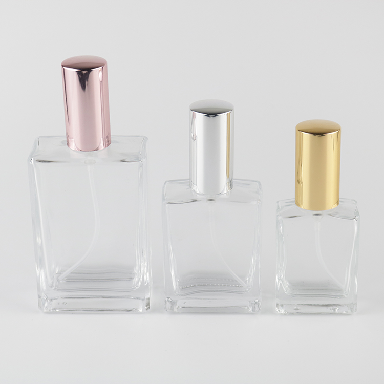 Wholesale 30ml 50ml 100ml Clear Rectangle Cosmetic Glass Spray Empty Perfume Bottles