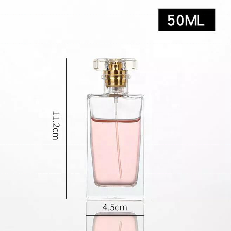 Wholesale 30ml 50ml 100ml flat square perfume spray bottle glass cosmetic containers empty glass bottle with spray mist cap
