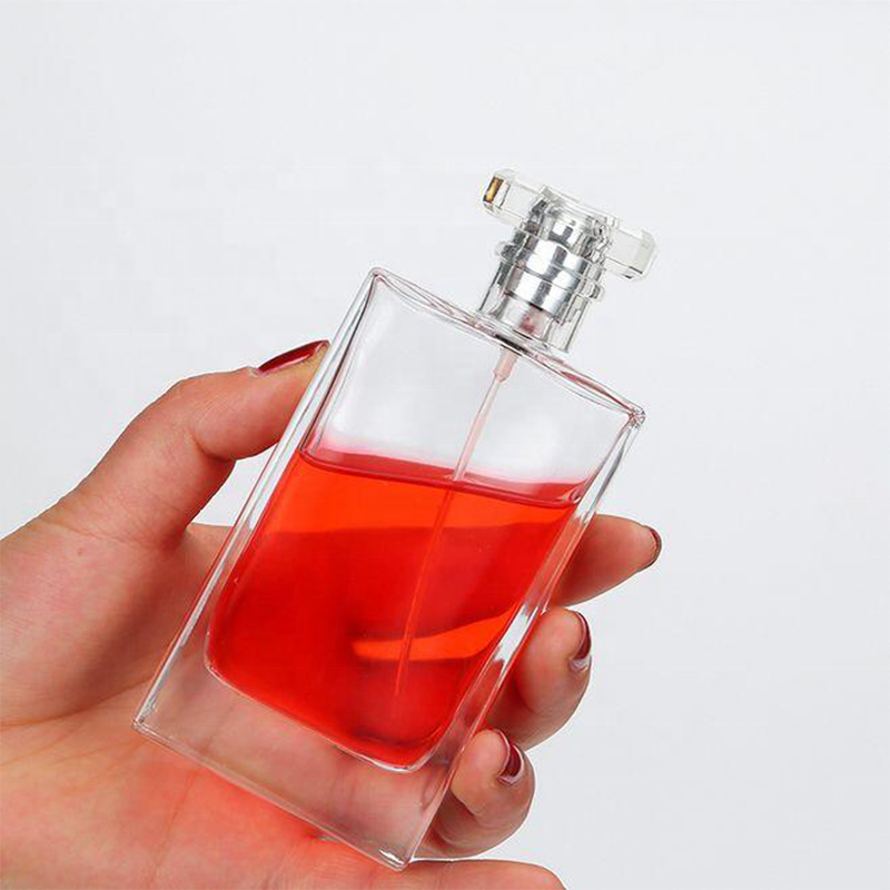 Wholesale 30ml 50ml 100ml flat square perfume spray bottle glass cosmetic containers empty glass bottle with spray mist cap