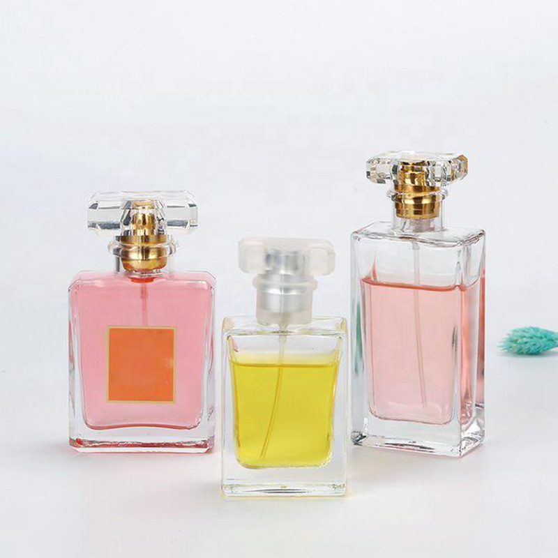 Wholesale 30ml 50ml 100ml flat square perfume spray bottle glass cosmetic containers empty glass bottle with spray mist cap