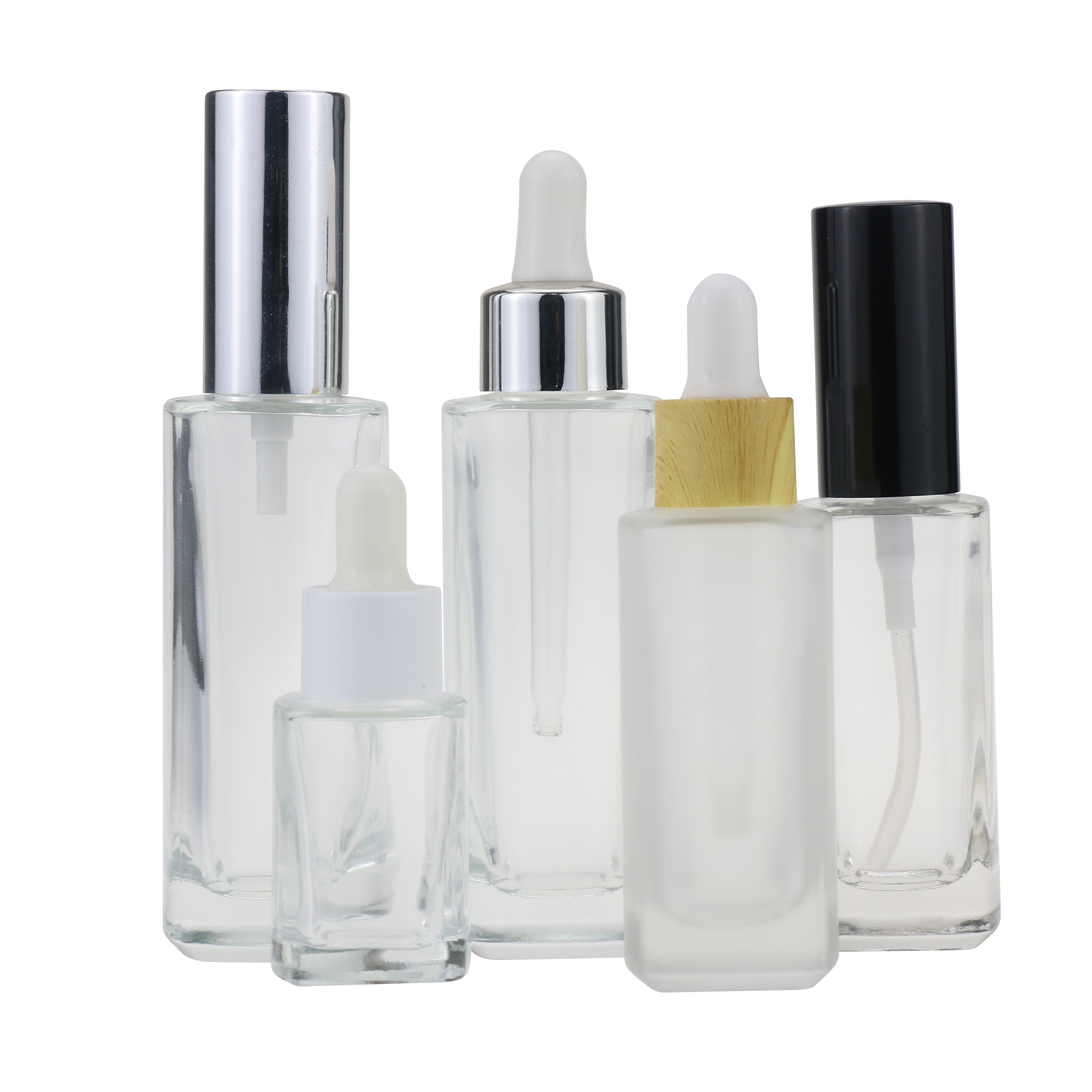 Wholesale 30ml 50ml 100ml flat square perfume spray bottle glass cosmetic containers empty glass bottle with spray mist cap