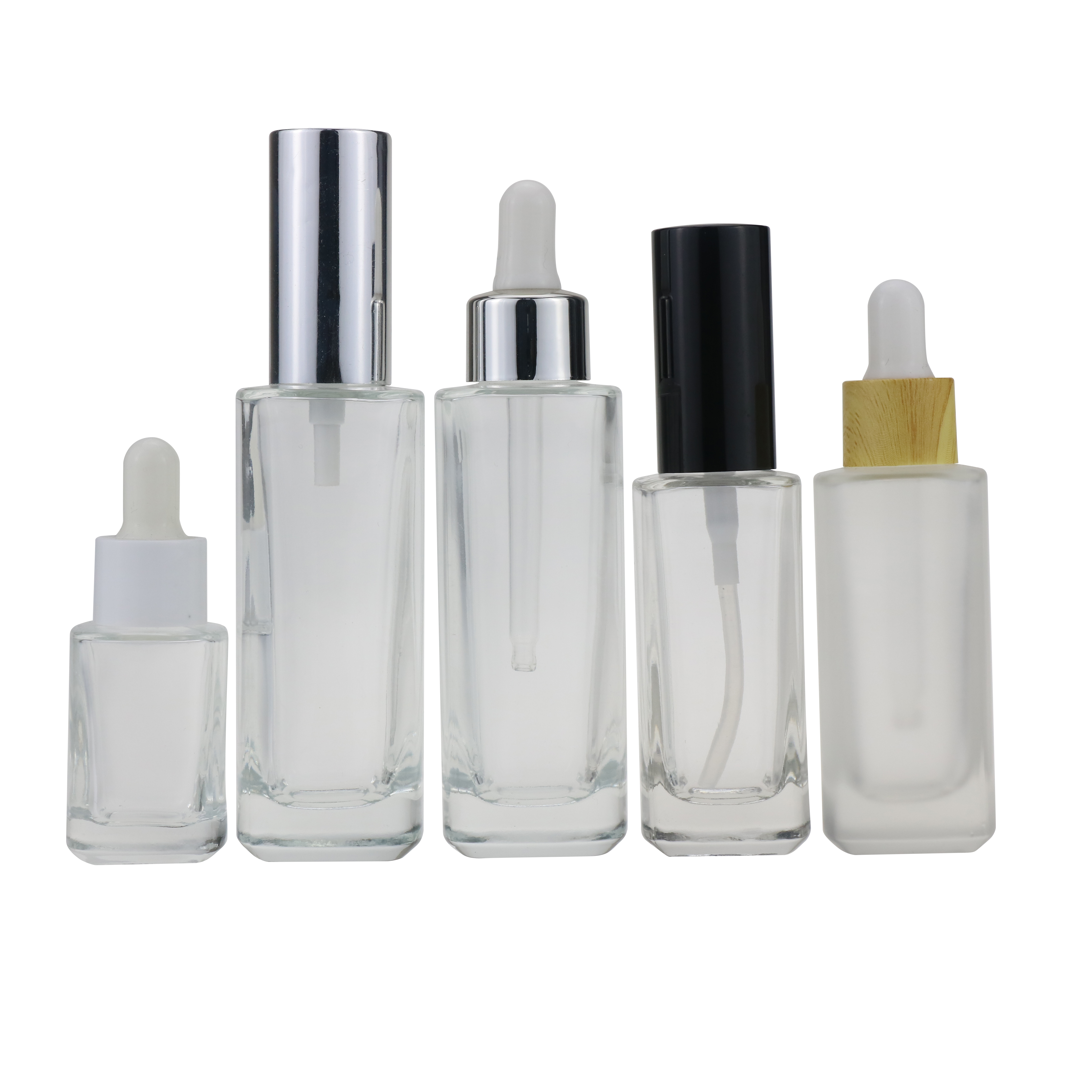 Wholesale 30ml 50ml 100ml flat square perfume spray bottle glass cosmetic containers empty glass bottle with spray mist cap