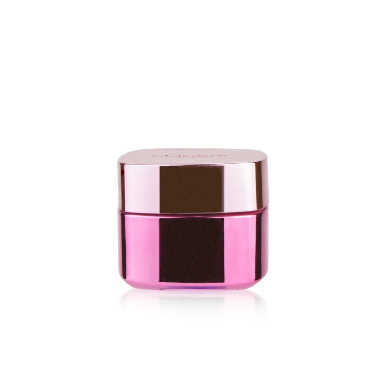 Wholesale 30ml 50ml 120ml Electroplating Pink Glass Square Jars with Plastic Lid Cosmetics Empty Face cream Lotion Glass Jars