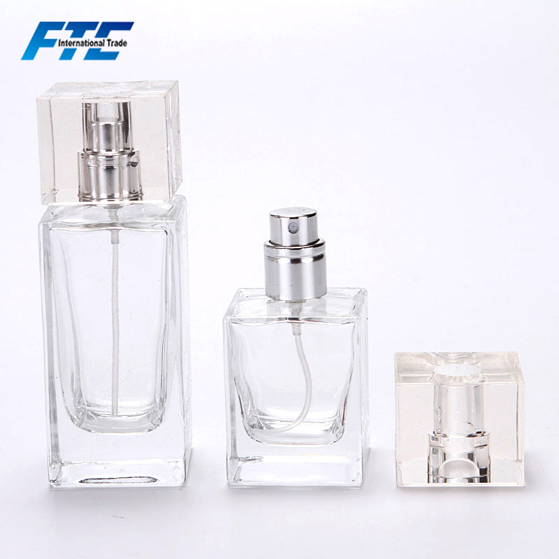 Wholesale 30ml 50ml Square Clear Spray Bottle Crystal Perfume Bottle