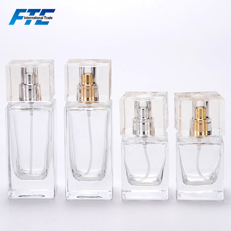 Wholesale 30ml 50ml Square Clear Spray Bottle Crystal Perfume Bottle