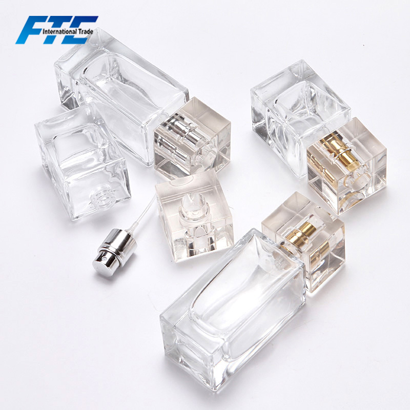 Wholesale 30ml 50ml Square Clear Spray Bottle Crystal Perfume Bottle