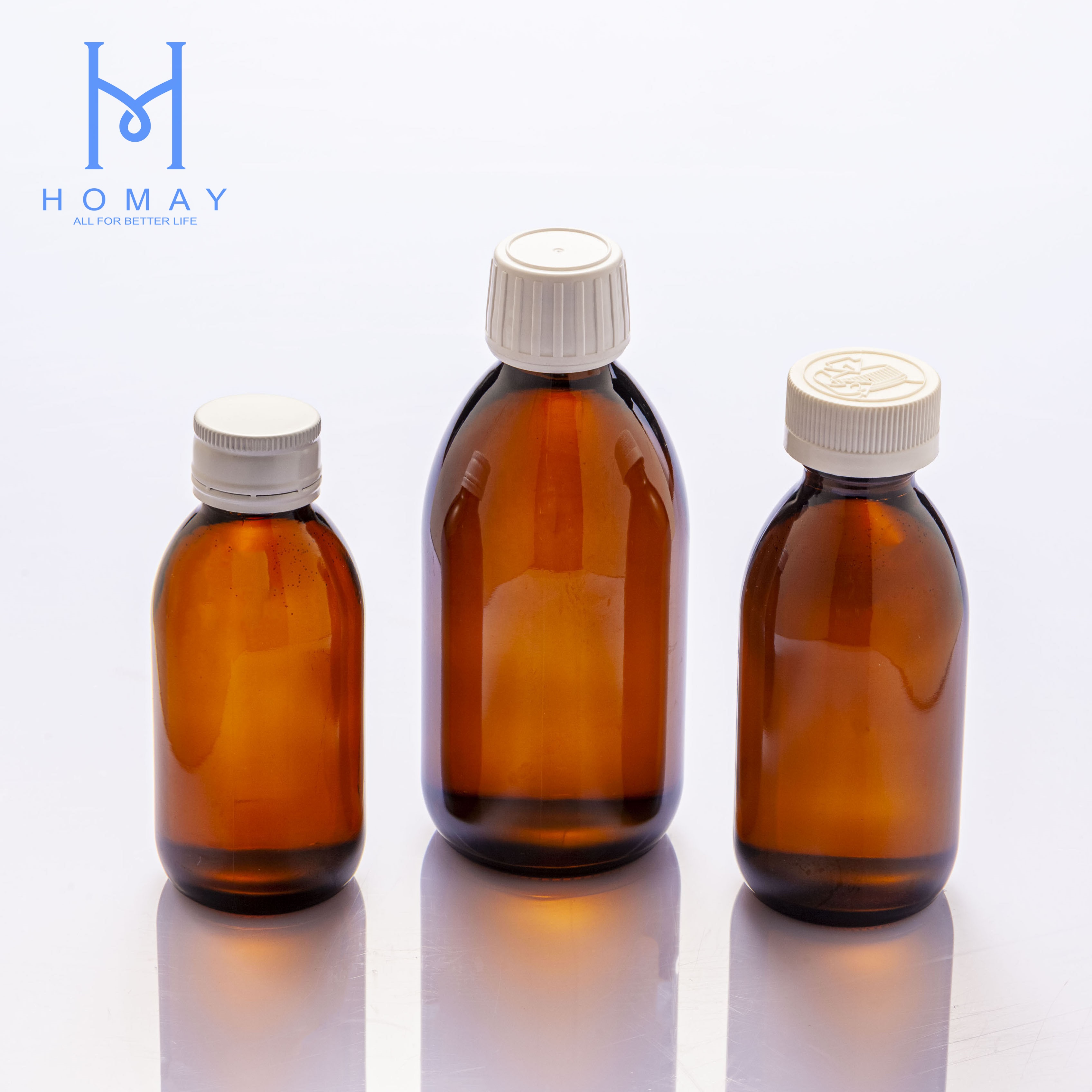 Wholesale 30ml 60ml 100ml 125ml 150ml 200ml 250ml 300ml 500ml Amber glass bottle syrup bottle DIN28mm