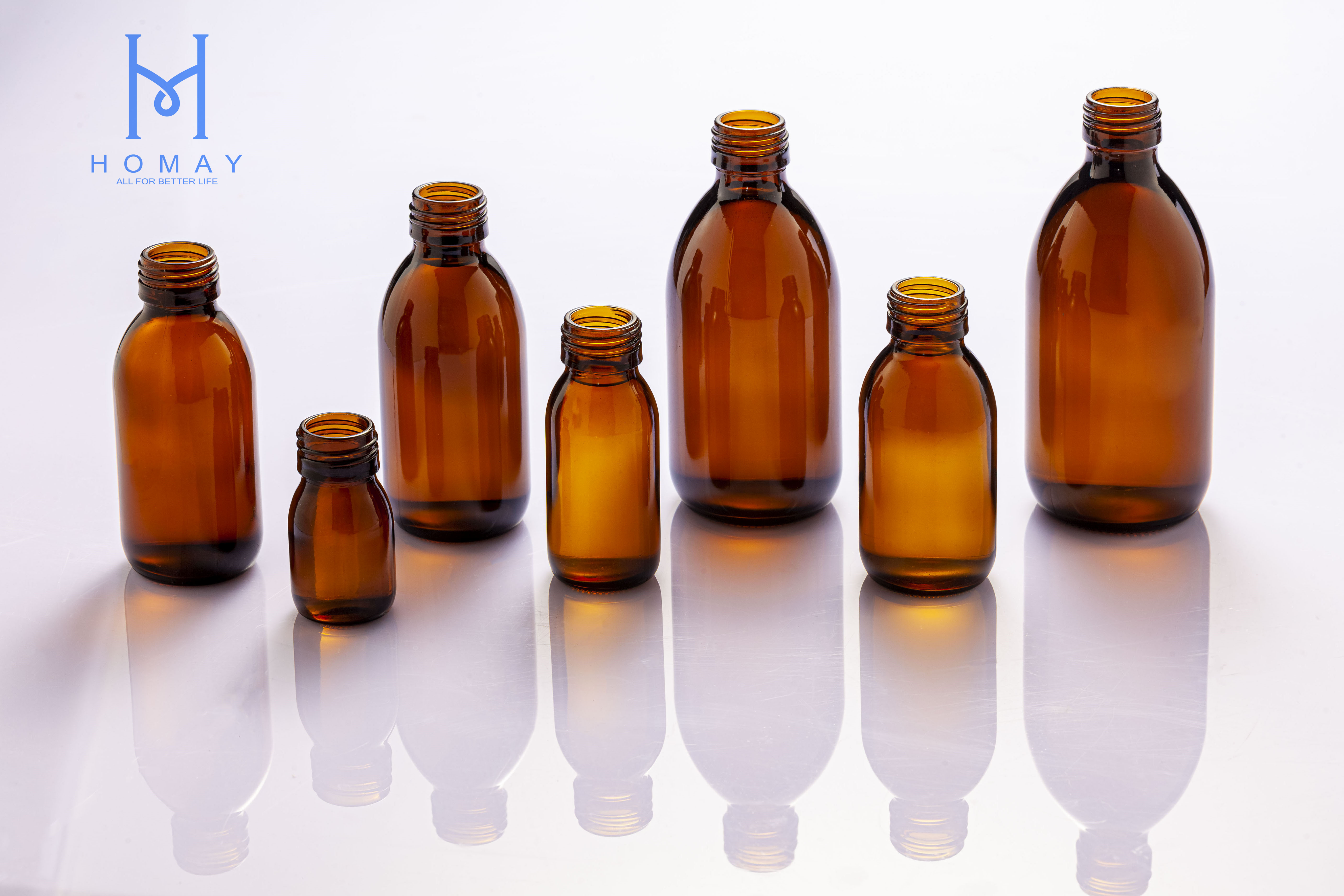 Wholesale 30ml 60ml 100ml 125ml 150ml 200ml 250ml 300ml 500ml Amber glass bottle syrup bottle DIN28mm