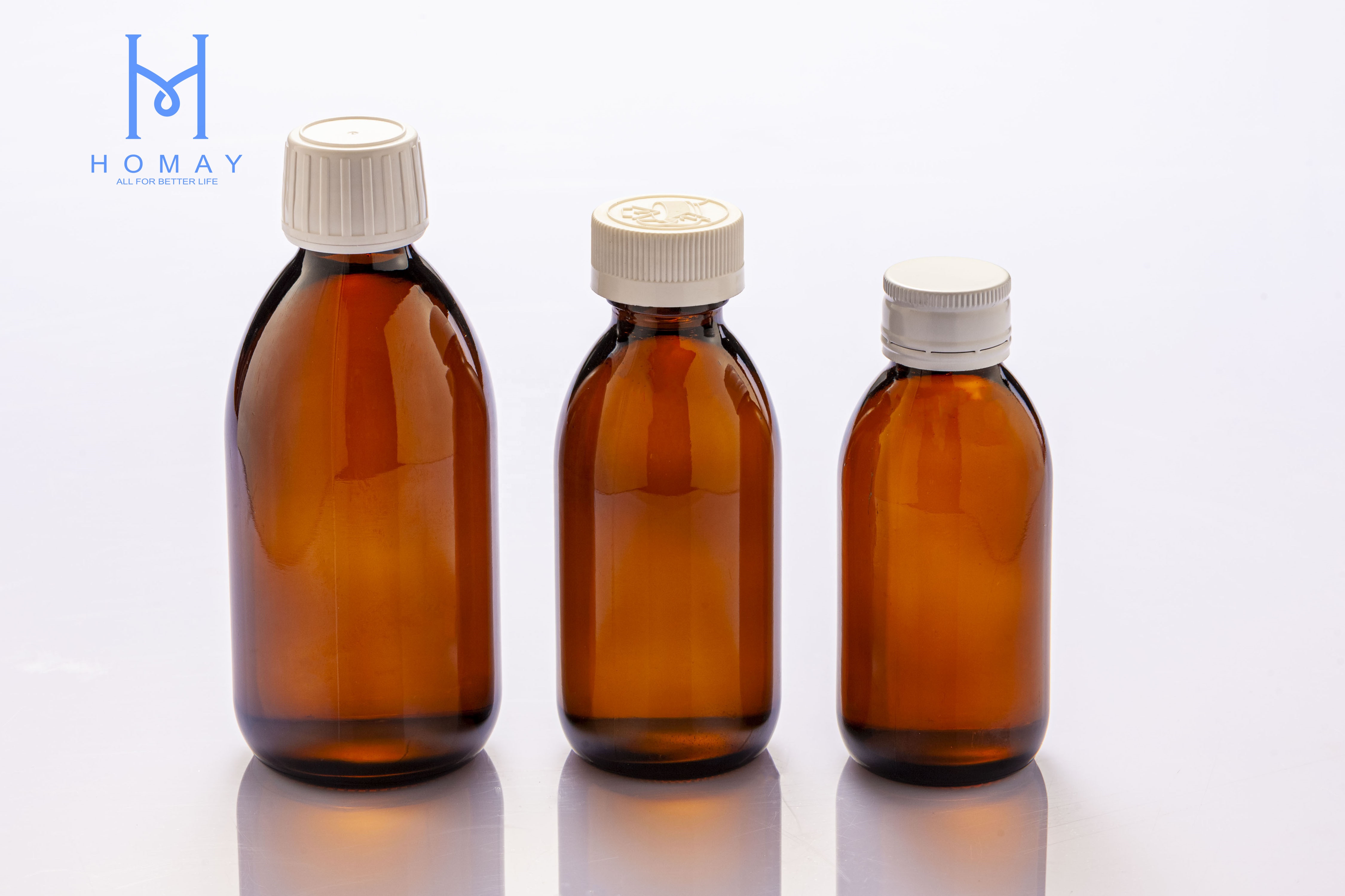 Wholesale 30ml 60ml 100ml 125ml 150ml 200ml 250ml 300ml 500ml Amber glass bottle syrup bottle DIN28mm