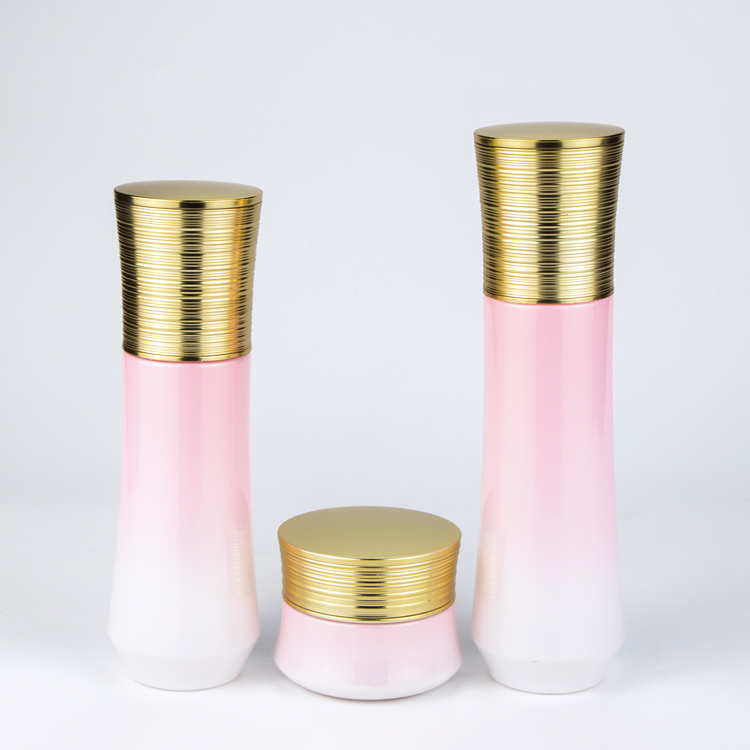 Wholesale 30ml 60ml 100ml 50g glass bottles pink essential oil cosmetic bottle set