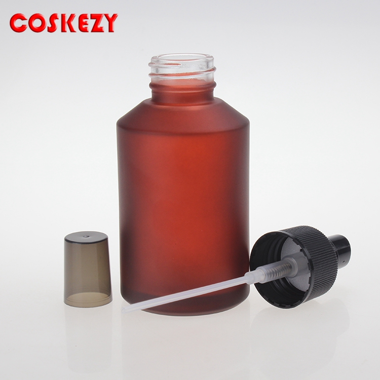 Wholesale 30ml 60ml 125ml 200ml Red Glass shampoo pump bottle, spray glass bottle essential oils