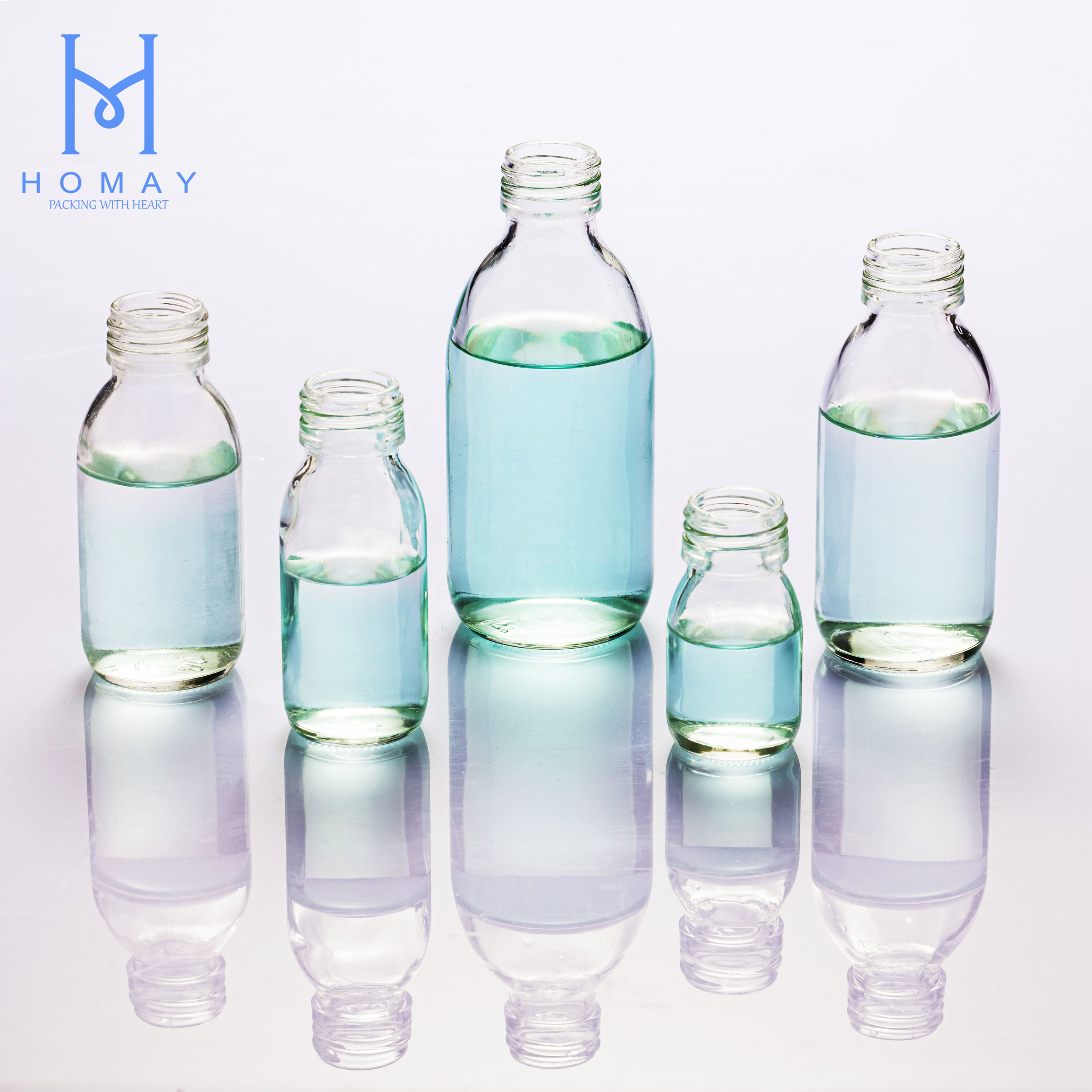 Wholesale 30ml 60ml 90ml 125ml 150ml 200ml Clear syrup glass medicine bottles for syrup