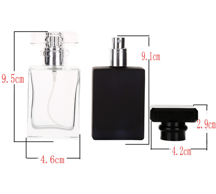 Wholesale 30ml Empty Glass Perfume Bottle Clear Transparent Color Black Color Square Shape