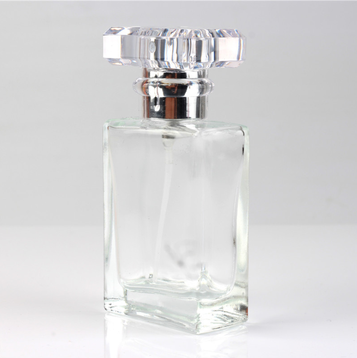 Wholesale 30ml Empty Glass Perfume Bottle Clear Transparent Color Black Color Square Shape