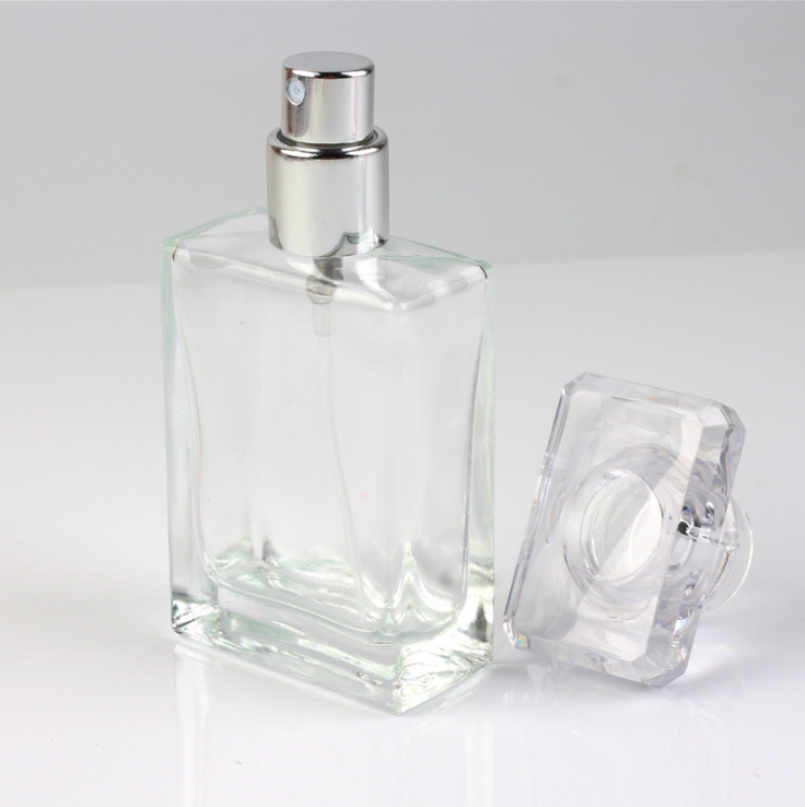 Wholesale 30ml Empty Glass Perfume Bottle Clear Transparent Color Black Color Square Shape