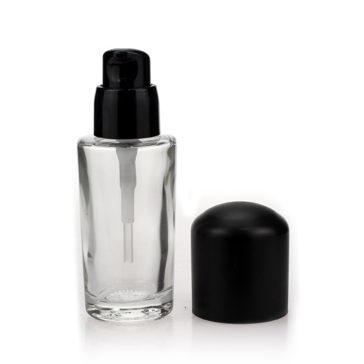 Wholesale 30ml Empty Liquid Make Up Foundation Glass Bottle Cylindrical Glass bottle Cosmetic Packaging