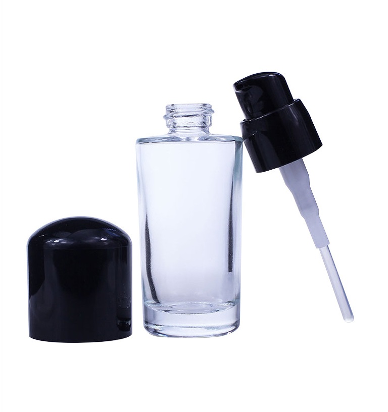 Wholesale 30ml Empty Liquid Make Up Foundation Glass Bottle Cylindrical Glass bottle Cosmetic Packaging
