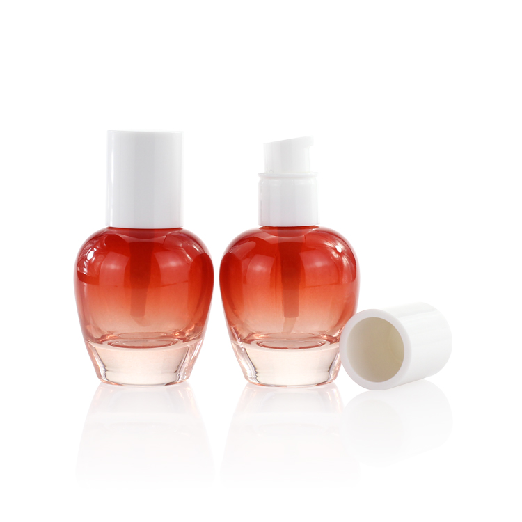 Wholesale 30ml Face Serum Packaging Bottle Glass Serum Bottle with Pump Cherry Shape Serum Bottle Essential Oil Screen Printing