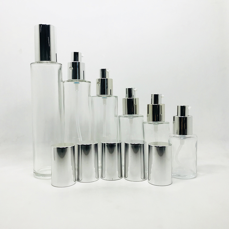 Wholesale 30ml Frosted Glass Spray Bottle Diffuser Empty Skin Care Serum Lotion Pump Bottle with Silver Treatment Pump and Lids