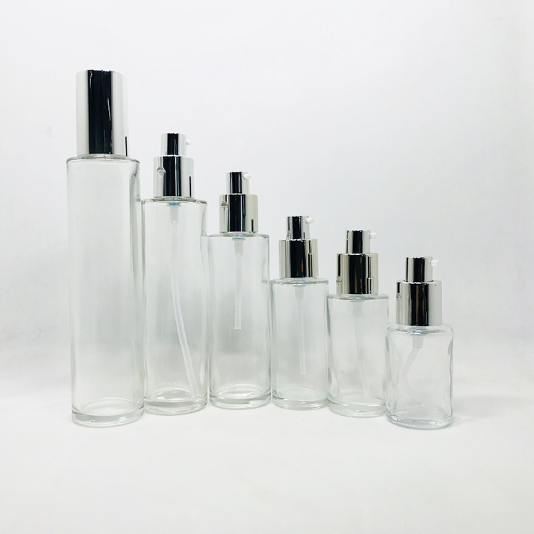 Wholesale 30ml Frosted Glass Spray Bottle Diffuser Empty Skin Care Serum Lotion Pump Bottle with Silver Treatment Pump and Lids