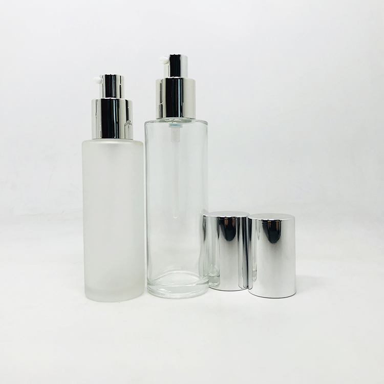 Wholesale 30ml Frosted Glass Spray Bottle Diffuser Empty Skin Care Serum Lotion Pump Bottle with Silver Treatment Pump and Lids
