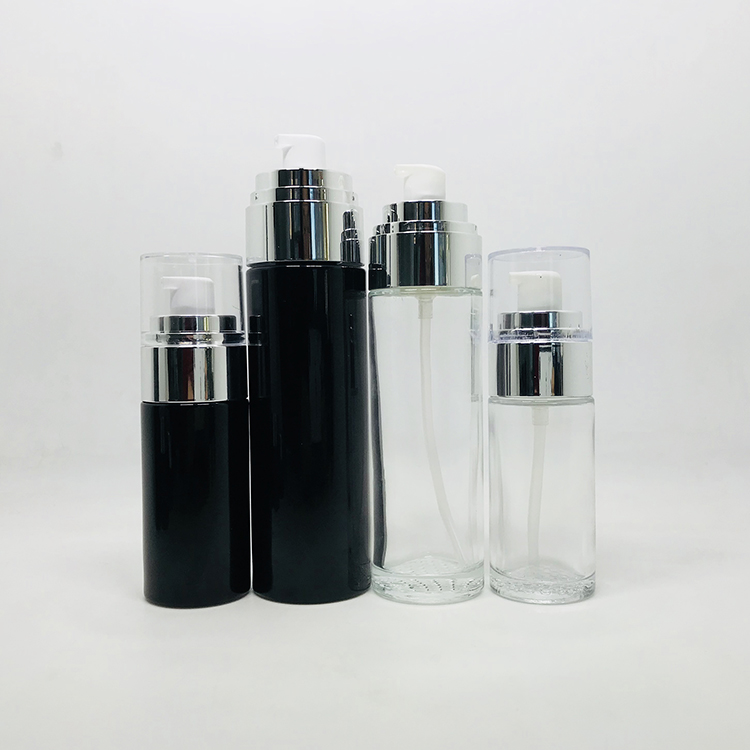 Wholesale 30ml Frosted Glass Spray Bottle Diffuser Empty Skin Care Serum Lotion Pump Bottle with Silver Treatment Pump and Lids