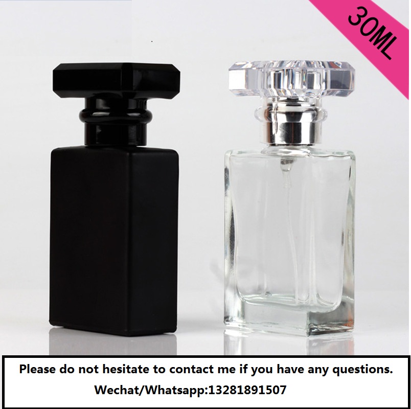Wholesale 30ml Luxury Clear Black Empty Glass Spray Pump Perfume Bottle Cosmetic Packaging