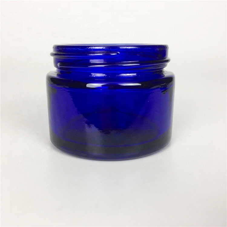 Wholesale 30ml blue color glass cream jar cosmetic jar with black plastic cap