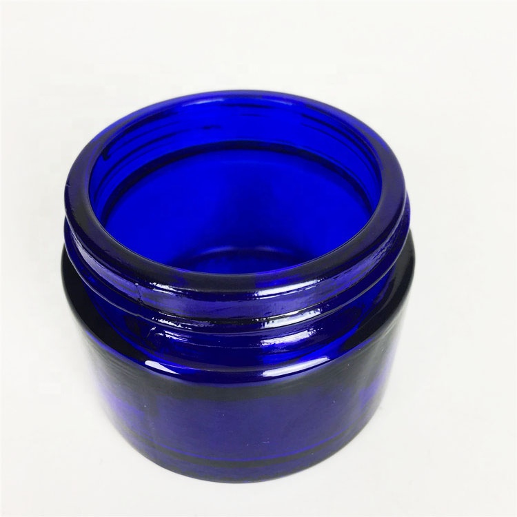 Wholesale 30ml blue color glass cream jar cosmetic jar with black plastic cap
