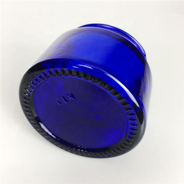 Wholesale 30ml blue color glass cream jar cosmetic jar with black plastic cap