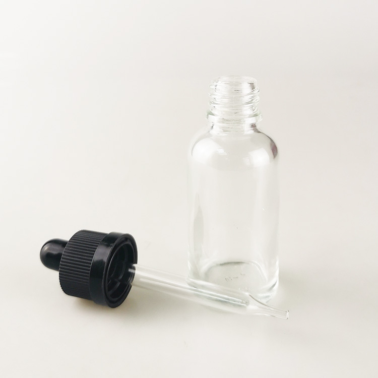 Wholesale 30ml cosmetic cuticle oil bottle clear CBD essential oil e liquid glass dropper bottle