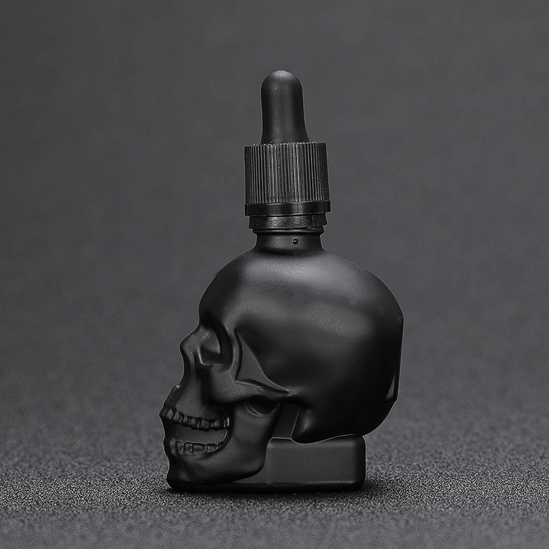 Wholesale 30ml skull shape glass dropper bottle for e juice with child proof dropper 30ml 60ml