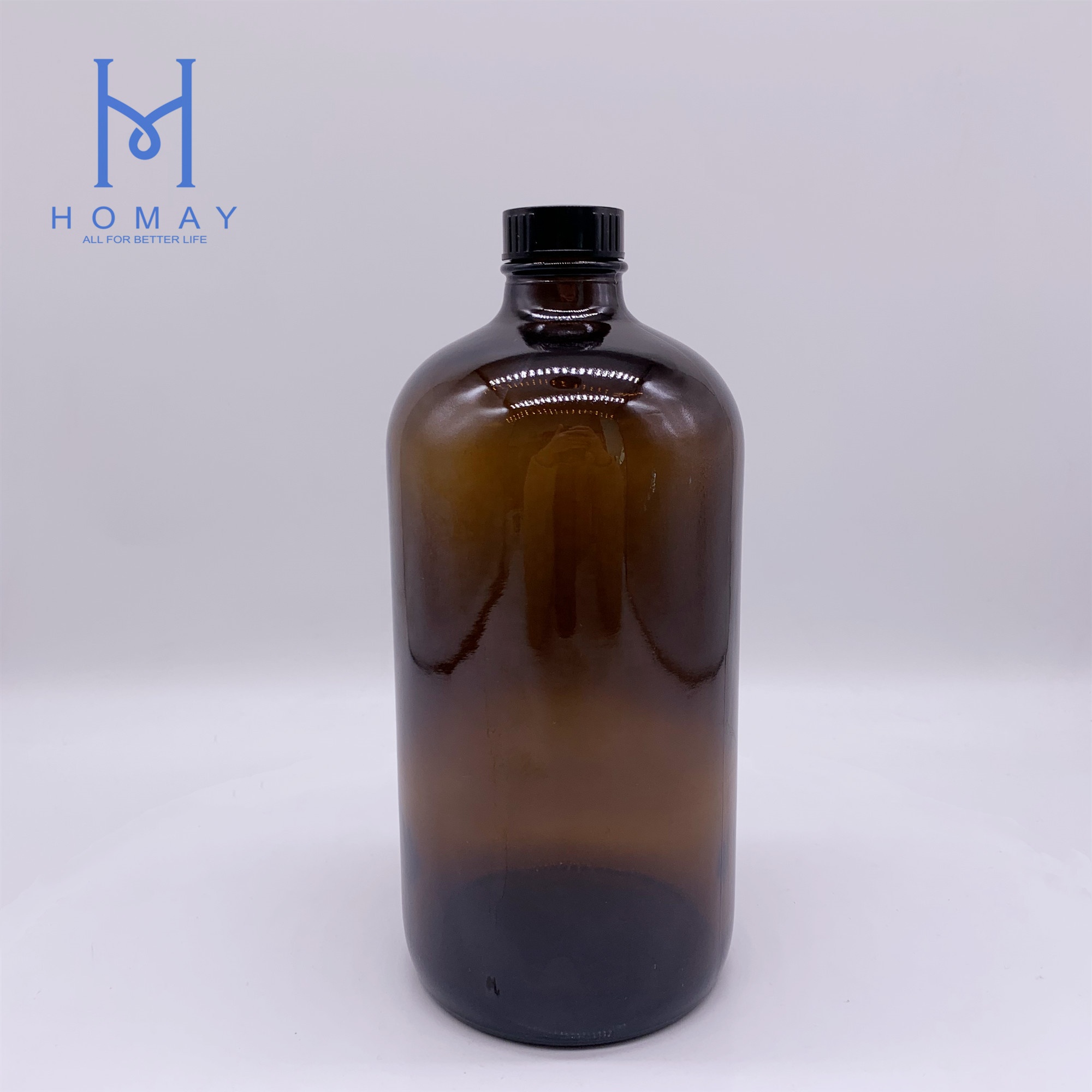 Wholesale 32oz / 1000ml / 1L Amber boston round glass bottle G.P.I28mm