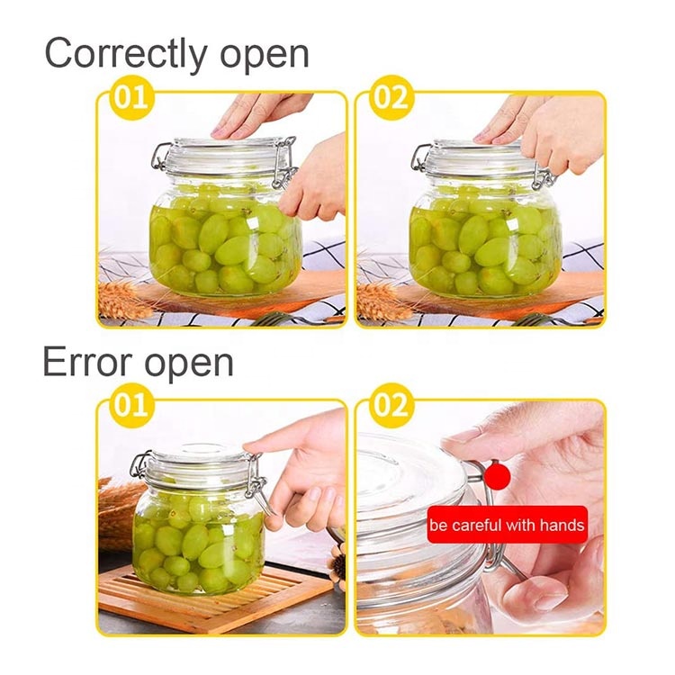 Wholesale 32oz 1000ml Food Grade Jam Airtight Storage Mason Glass Jar with Clip top Preserving jars