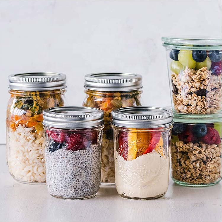 Wholesale 32oz clear wide mouth glass mason storage jars with screw lid for food candy honey caviar jam