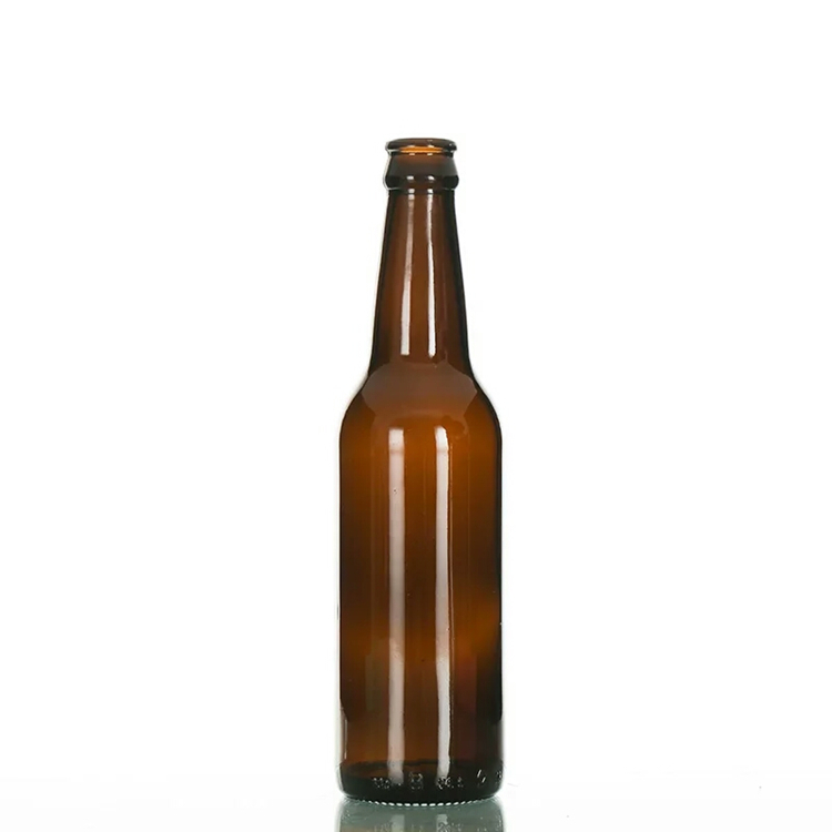 Wholesale 330ml 33CL amber brown color long neck empty glass beer bottle