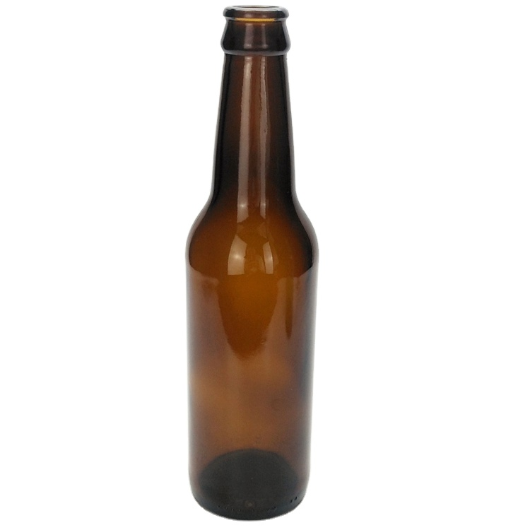 Wholesale 330ml 33CL amber brown color long neck empty glass beer bottle