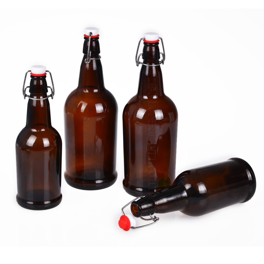 Wholesale 330ml 500ml 1000ml Amber Grolsch Style Airtight Swing Top beer bottles 500 ml