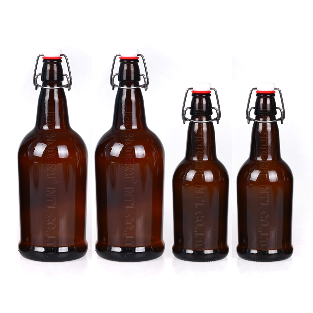 Wholesale 330ml 500ml 1000ml Amber Grolsch Style Airtight Swing Top beer bottles 500 ml
