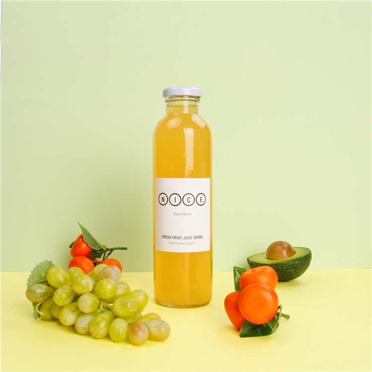 Wholesale 350ml Empty glass Juice Sauce Cocktail Bottles With Screw Cap Round Glass Bottle For Iced Cold Brew Coffee Kombucha