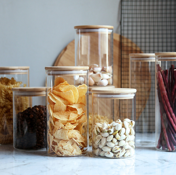 Wholesale 350ml Spice Candy Coffee Food Storage Containers Cork Lid Empty Glass Jars